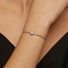 1 件优雅女士 S925 纯银手链，闪亮星光珠宝腕饰，派对/生日礼物 - 銀色 - 查看 2