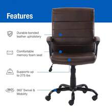 Bonded Leather MidBack Manager's Office Chair Brown - 布朗尼 - 查看 3