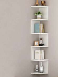 1 件壁挂式转角架、书架、无需钻孔、卧室、客厅壁挂式储物架 - 白色 - 查看 3