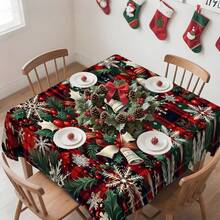 1pc Rectangular Tablecloth, Fresh Winter Theme Tablecloth | Christmas Season Healing Dining Table, Party Atmosphere Setter, Suitable For Daily Home Living Room Dining Room, Outdoor Picnic, Theme Events, Lightweight And Washable, Can Be Used Indoors/Outdoors