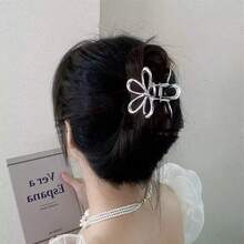 Silver/Gold Metal Flower Hair Clip Cute Sweet Girls Accessories - Bạc - Xem 5