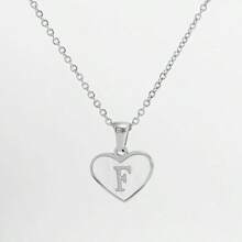 1pc Personalized Heart-Shaped White Shell Initial Necklace Stainless Steel Non Tarnish Women Letter Necklace
