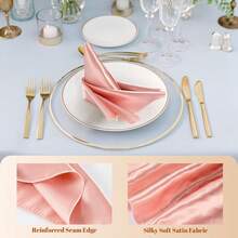 24 de șervețele de satin, șervețele pătrate de 45x45cm, șervețele de cină moi și mătăsoase, potrivite pentru nuntă, petrecere pentru copii, aranjarea mesei pentru petreceri de ziua de naștere, auriu roz