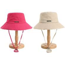 Korean Style Frayed Metal Letter Bucket Hat, Washed Vintage Rose Red Outdoor Hiking Sun Protection Cap For Women,Holiday,Travel - Hot Pink - View 28