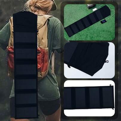 แผงชาร์จพลังงานแสงอาทิตย์แบบพกพาพับได้, เอาต์พุต USB, เหมาะสำหรับชาร์จโทรศัพท์, พัดลม และอุปกรณ์อื่นๆ ระหว่างการเดินทางหรือตั้งแคมป์