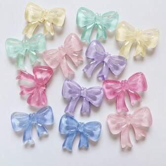 5/10pcs-Cute Colorful Bow DIY Accessory, Suitable For Removable Shoe Accessories Such As Hole Shoes And Sandals, Holiday Party Gifts