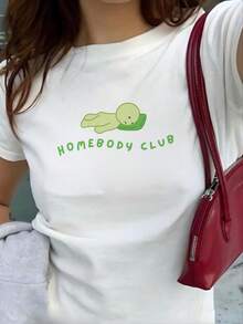 Smiski Y2K 90s Smiski Shirt Homebody Club Graphic Tee Smiski Cozy T-Shirt Kewpie Cherub  Lover Smiski Gift Green Guy Tee - 白色 - 查看 1