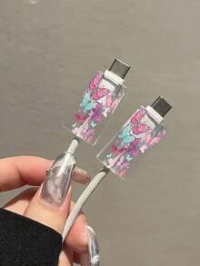 3 件套数据线充电器保护套，UC 花卉图案，适用于 20W 英国 Apple 快速充电器，防止损坏数据线保护器充电器配件手机配件 - 彩色 - 查看 10