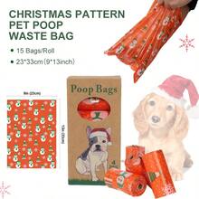 1/2/4 Rolls Christmas Pet Waste Bags, Orange, Cat & Dog Poop Collection ...