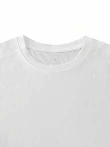 Customized 2 Pieces Set, White T-Shirt And Black Shorts, Casual, Loose, Streetwear, Sportswear, Vacation, Outdoor, Suitable For Couples, Family, Friends Birthday, Round Neck Graphic Tee And Drawstring Waist Shorts - White - View 11