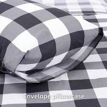 Best Season 4 Piece Bed Sheet Set - Full Size - Soft Microfiber Bedding Sheet Set, Deep Pocket, Stain, Fade & Wrinkle Resistant (Plaid Black & White), Luxury Comfortable - 格子黑色 - 查看 3