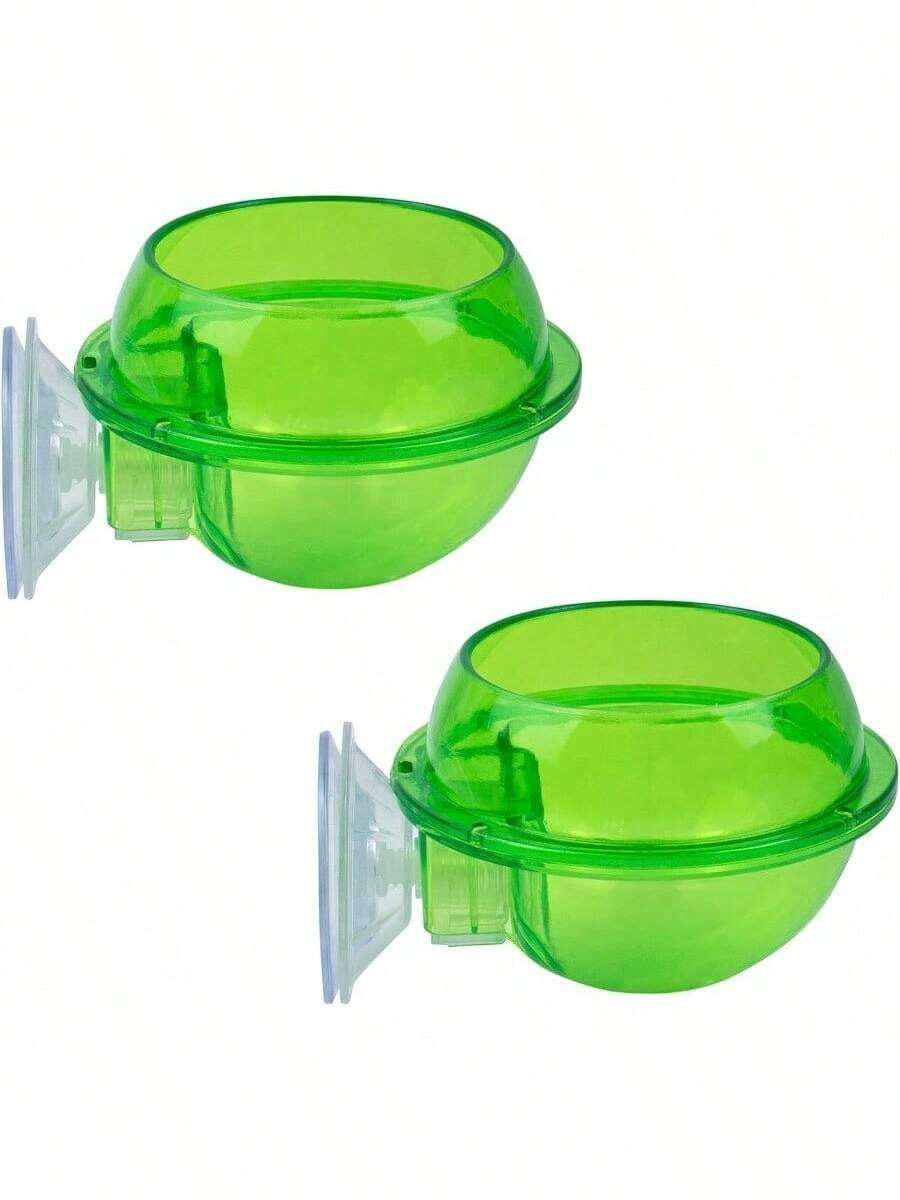 2 Pack Suction Cup Reptile Feeder – Cricket & Water Dish For Chameleons, Geckos, Bearded Dragons – No-Spill Ledge Bowl For Lizards & Amphibians - Green - View 1