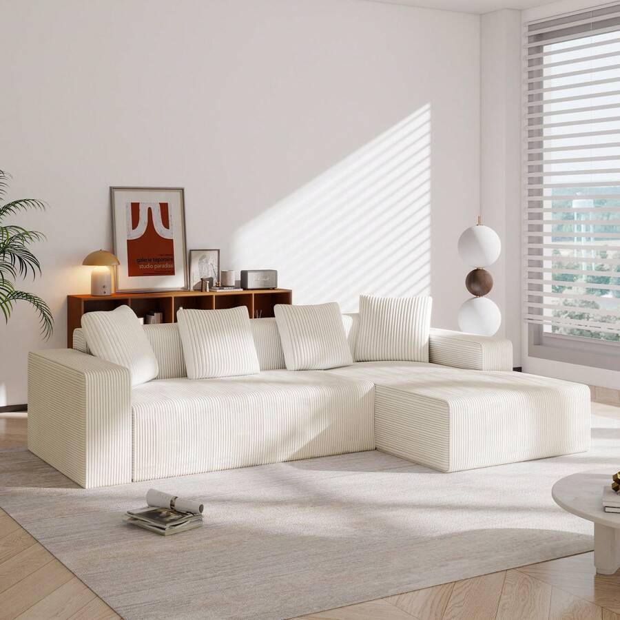 Vollkomprimiertes knochenloses Sofa – Cloud-Kombinationssofa mit L-Liegestühlen | Modernes modulares Sofa mit tiefen Sitzplätzen, gepolstert für Wohnzimmer & Schlafzimmer | Weiches Sofa (Cloud-komfortabel), flexibel kombinierbar, hochwertige Polsterung für maximalen Sitzkomfort