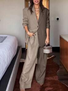 Damen Lässig vielseitige Pendler Farbblock Langarm Blazer Anzug Set, Ganzjährig