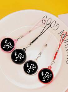 1 件女士圆形 LED 数字挂表电子表，适合节日礼物和日常佩戴 - 彩色 - 查看 1