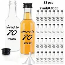 33/3入 0.85oz迷你派對酒瓶，Cheers To 16/21/30/40/50/60/70/80歲生日，附漏斗、生日標籤與瓶蓋，生日主題派對，適用女性男性週年慶祝、男女生日派對慶典、聖誕派對 - 無色 - 查看 15