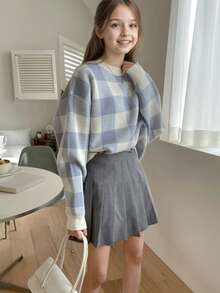 1 件女童休闲厚套头衫，秋冬季舒适温暖，柔软舒适的纯色毛衣 - 适合温暖的日子和寒冷的夜晚