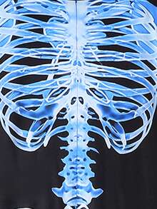 青少年女孩恐怖骷髅连体衣，长袖万圣节服装，角色扮演派对表演 - 彩色 - 查看 4