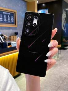 New Meteor Letter Pattern Matte Texture Phone Case, Anti-Fall Anti-Scratch Anti-Fingerprint Black TPU Soft Shell With Camera Lens Protection, Compatible With Samsung, Redmi, OPPO, VIVO