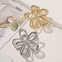 Silver/Gold Metal Flower Hair Clip Cute Sweet Girls Accessories - Bạc - Xem 4