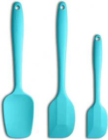 Juego de espátulas de silicona, volteadores, pinzas, utensilios de cocina, espátulas resistentes al calor para cocinar, mezclar, hornear, libres de BPA, seguros para lavavajillas, negro - Macaron azul - Ver 13