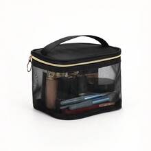 透明化妆包，防水便携，容量大。这是一款小巧便捷的女士旅行洗漱包。旅行必备品。女士包。大学必备品。旅行。女士包，度假必备品，化妆包，洗漱包，旅行必备品，旅行，包。化妆包，洗漱包，旅行必备品，女士包 - 黑與白 - 查看 19