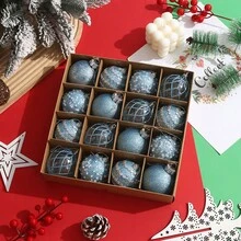 6cm/16pcs Glitter Christmas Balls Set, Suitable For Holiday Parties, Christmas Parties, Scene Decoration, Holiday Decoration, Home Decoration, Holiday Decoration, Party Gifts, Room Decoration, Window Decoration, Bedroom Decoration, Home Decor, Fun Christmas Party Decorations, Merry Christmas, Happy New Year, Christmas Gifts, Christmas Ornaments