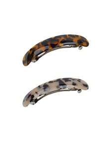 1个复古优雅豹纹一体式椭圆形弹簧发夹，适用于马尾辫，适合细软短发，发饰，头饰，发卡 - 彩色 - 查看 11