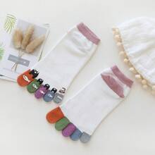 A Set Of Women's Short Tube Personality Cartoon Socks Colorful Toe Separator Five-Toe Socks For Girls - 5 - Xem 7
