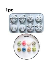 1 pièce Moule en silicone, matériau en silicone, série Halloween, squelette, citrouille, thème sorcière, moule en silicone thème citrouille squelette, ustensile de cuisson, moule à gâteau et chocolat, bac à glaçons, moule à résine