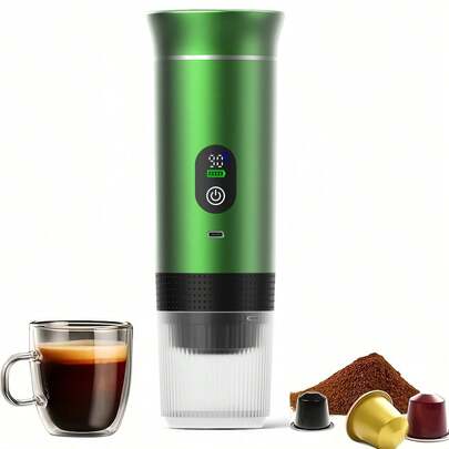 2026 New Intelligent Dual Temperature Coffee Maker, With Digital Display, 2.71oz Water Tank Capacity, Compatible With Ground Coffee And Capsules, 2500mAh*3 Battery - USB Charging, Fast Heating, Ideal For Travel And Office, Also A Fashionable Portable Coffee Machine