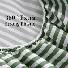 Best Season 4 Piece Bed Sheet Set - Full Size - Soft Microfiber Bedding Sheet Set, Deep Pocket, Stain, Fade & Wrinkle Resistant (Plaid Black & White), Luxury Comfortable - 條紋草綠色 - 查看 5