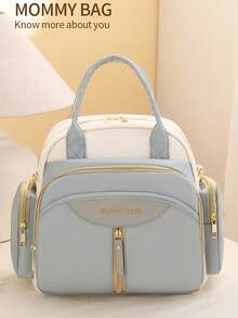 1 件全新彩色手持式小型孕妇尿布包，带隔热口袋，时尚迷你婴儿哺乳包，适合孕妇 - 拼色 - 查看 4