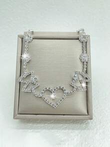 1pc Fully Rhinestone Heart & Butterfly Anklet, Personalized Jewelry For Women Beach Holiday Daily Wear - Black - View 10