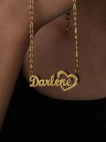 1 szt. Spersonalizowany damski naszyjnik z tekstem, matowe wykończenie, stal nierdzewna, łańcuszek NK, styl retro streetwear, wisiorek z angielskim imieniem, prezent na Dzień Matki, prezent urodzinowy, nadaje się do noszenia na co dzień