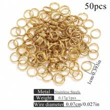 50pcs Stainless Steel Fashion Double Layer Key Ring Open Ring DIY Bracelet Necklace Jewelry Accessories Making