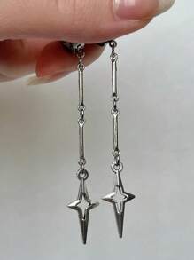 1 对哥特式珠宝十字架星形吊坠耳环朋克饰品铆钉耳环 - 彩色 - 查看 2