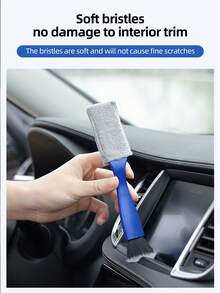 Suministros de detallado de automóviles, 1 pieza Cepillo de limpieza multifuncional para ranuras del interior del automóvil, eliminación de polvo en la oficina y el hogar, cepillo de limpieza de doble cabezal para rejillas de ventilación del automóvil, suministros de limpieza - Negro - Ver 6