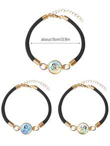Bluey 1 pieza Pulsera de aleación con diseño de la familia y amigos de la caricatura Blueys, accesorio decorativo de fiesta, accesorio del perro Bluey Bingo, apto para uso diario