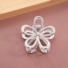 Silver/Gold Metal Flower Hair Clip Cute Sweet Girls Accessories - Bạc - Xem 2