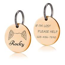 1pc Personalized Pet Ear ID Tags - Custom Round Logo & Number Engraved Dog & Cat Collar Tags - Rose-new - View 13