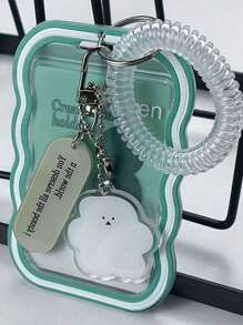 1 Stück Rückkehr zur Schule transparente Farbverlauf wellige Kartenhülle mit niedlichem Wolken- & inspirierendem Zitat-Anhänger - strapazierfähige TPU Buskartenhalter für den Campus, Urlaubsgeschenke