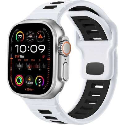 Color Blocking Sport Band Compatible With Apple Watch Ultra Men Women 49mm 46mm 45mm 44mm 42mm 41mm 40mm 38mm, Soft Silicone Strap Solo Loop Wrist Bands Compatible With IWatch Series 10 9 Ultra 2 SE 8 7 6 5 4 3 2 1