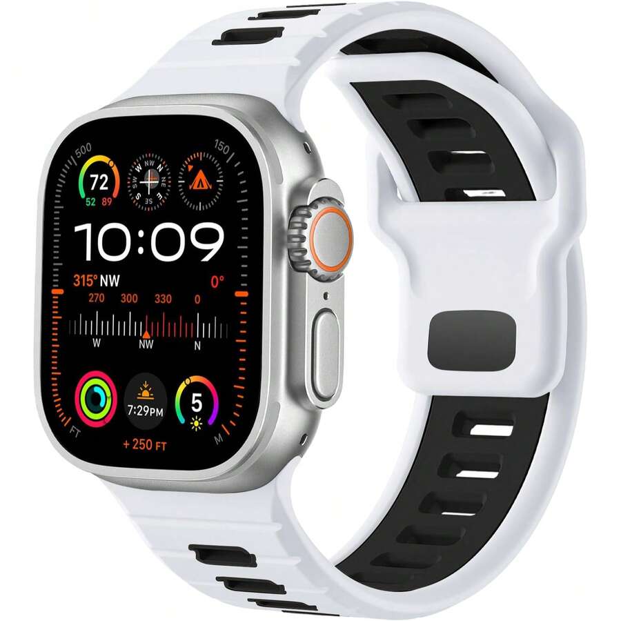Color Blocking Sport Band Compatible With Apple Watch Ultra Men Women 49mm 46mm 45mm 44mm 42mm 41mm 40mm 38mm, Soft Silicone Strap Solo Loop Wrist Bands Compatible With IWatch Series 10 9 Ultra 2 SE 8 7 6 5 4 3 2 1