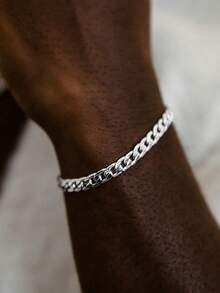 1pc Funky Minimalist Punk Link Stainless Steel NK Embossed Chain Bracelet For Men Hip Hop Street Style Suitable For Daily Wear - Bracelet - View 2