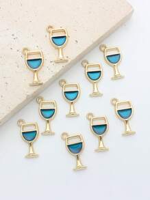 10pcs Red Wine Glass & Blue Goblet Zinc Alloy Drip Oil DIY Pendant Jewelry Accessories, Suitable For Daily Wear Necklace, Bracelet, Earrings