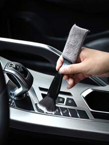 Suministros de detallado de automóviles, 1 pieza Cepillo de limpieza multifuncional para ranuras del interior del automóvil, eliminación de polvo en la oficina y el hogar, cepillo de limpieza de doble cabezal para rejillas de ventilación del automóvil, suministros de limpieza - Negro - Ver 3