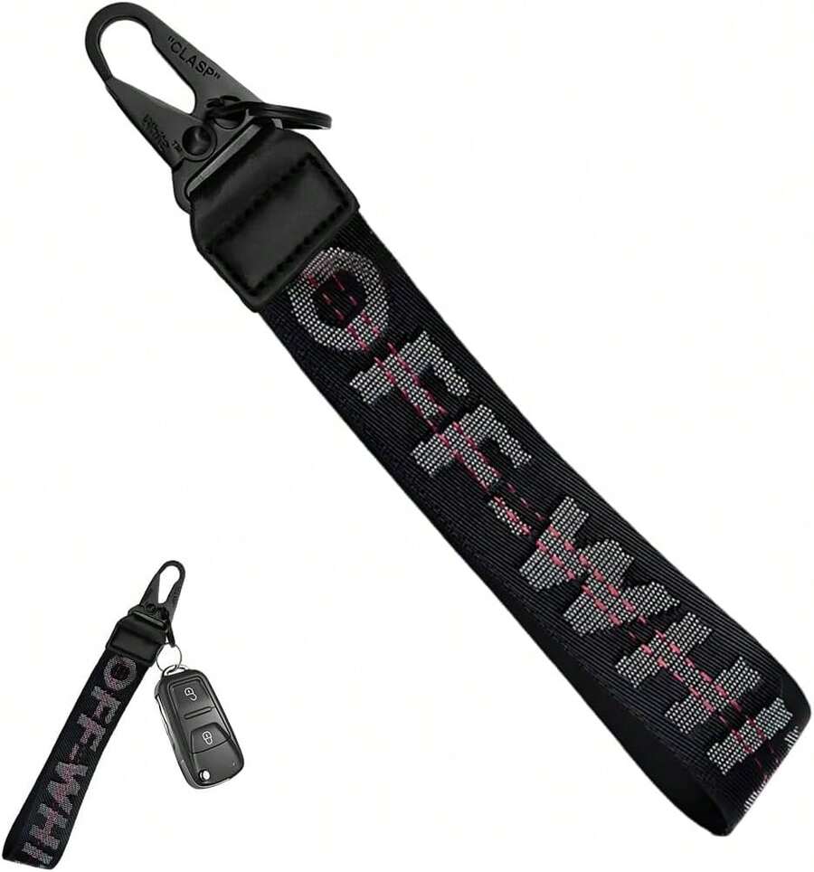 Car Keychain, Fabric Keychain Wrist Lanyard, Key Ring For Cars Keys Wallets Jeans Decoration, Car Accessories (Black) - Pink - View 1