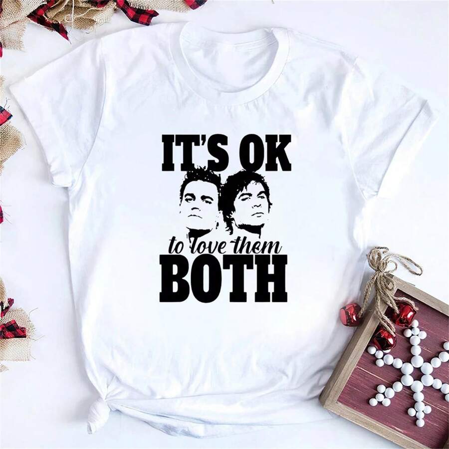 Comic Con TVD Vampire Diaries Inspired T-Shirt  T-Shirt Salvatore Brothers Damon Salvatore Stefan Salvatore - 白色 - 查看 1