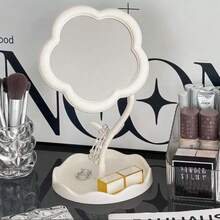 Portable Tabletop Makeup Mirror Flower 30cm In Glass - CÁ TRẮNG LỚN - Xem 5